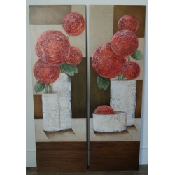 Obraz na desce - Dyptyk hortensje malinowe - 2 x 30x85 cm
